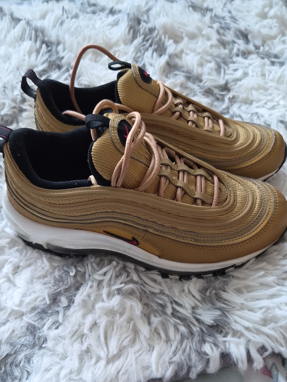 Nike Women's Metallic Gold and Black Air Max 97 Sneakers